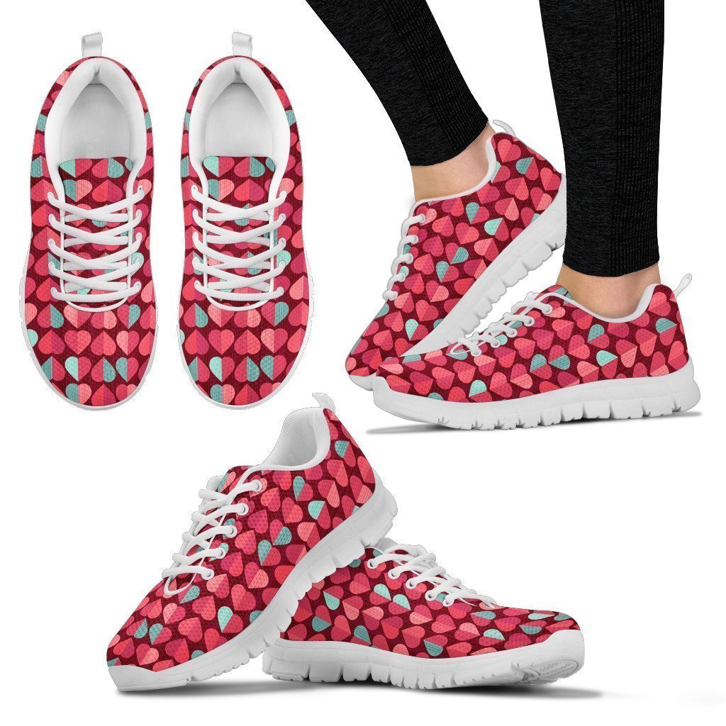 Oompah Casual Shoes. Womens Red/Mint Heart Sneakers-6teenth World™-Women's Sneakers-US5 (EU35)-Vibe Cosy™