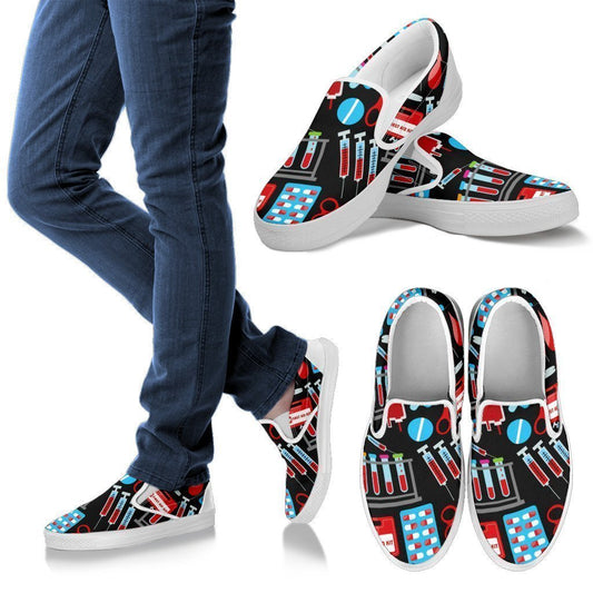 Phlebotomist Style 2 Men's Slip Ons (White)-6teenth World™-Kid's Sneakers-US8 (EU40)-Vibe Cosy™