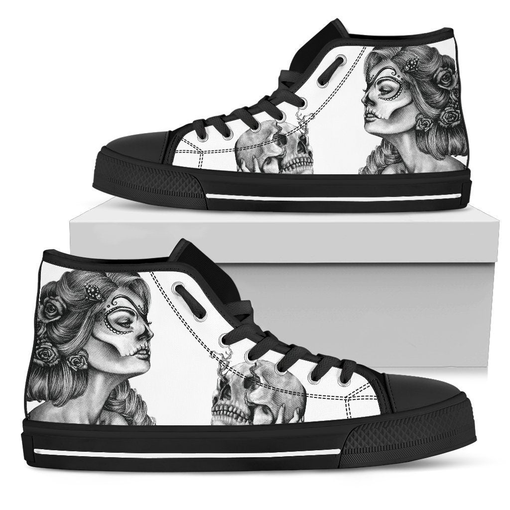 Sugar Skull Shoes-Shoes-6teenth Outlet-Mens High Top - Black - Sugar Skull Shoes-US5 (EU38)-Vibe Cosy™