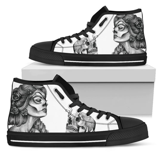 Sugar Skull Shoes-Shoes-6teenth Outlet-Mens High Top - Black - Sugar Skull Shoes-US5 (EU38)-Vibe Cosy™