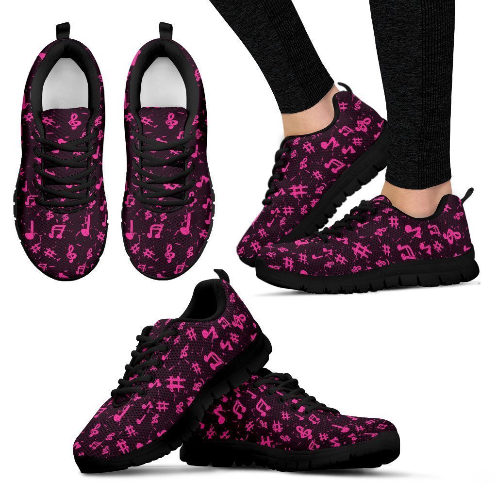 Pink Music Notes Women's Sneakers-6teenth World™-Women's Sneakers-US5 (EU35)-Vibe Cosy™