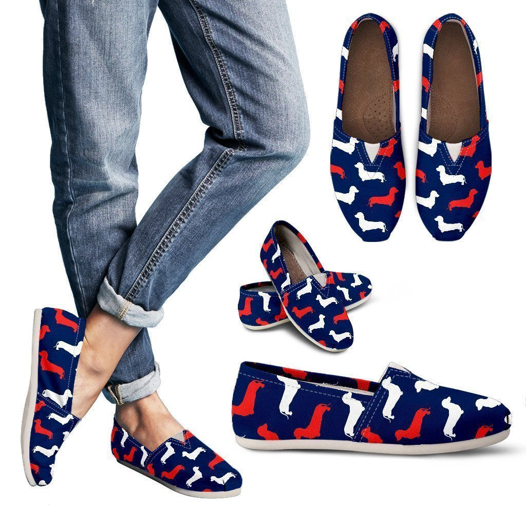 Blue, White & Red Doxie Women`s Casuals Shoes-6teenth World™-Women's Casual Shoes-US6 (EU36)-Vibe Cosy™
