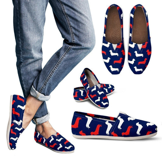 Blue, White & Red Doxie Women`s Casuals Shoes-6teenth World™-Women's Casual Shoes-US6 (EU36)-Vibe Cosy™