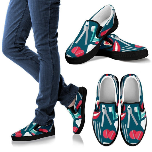Dental Hygienist Style 2 Men's Slip Ons (Black)-6teenth World™-Kid's Sneakers-US8 (EU40)-Vibe Cosy™