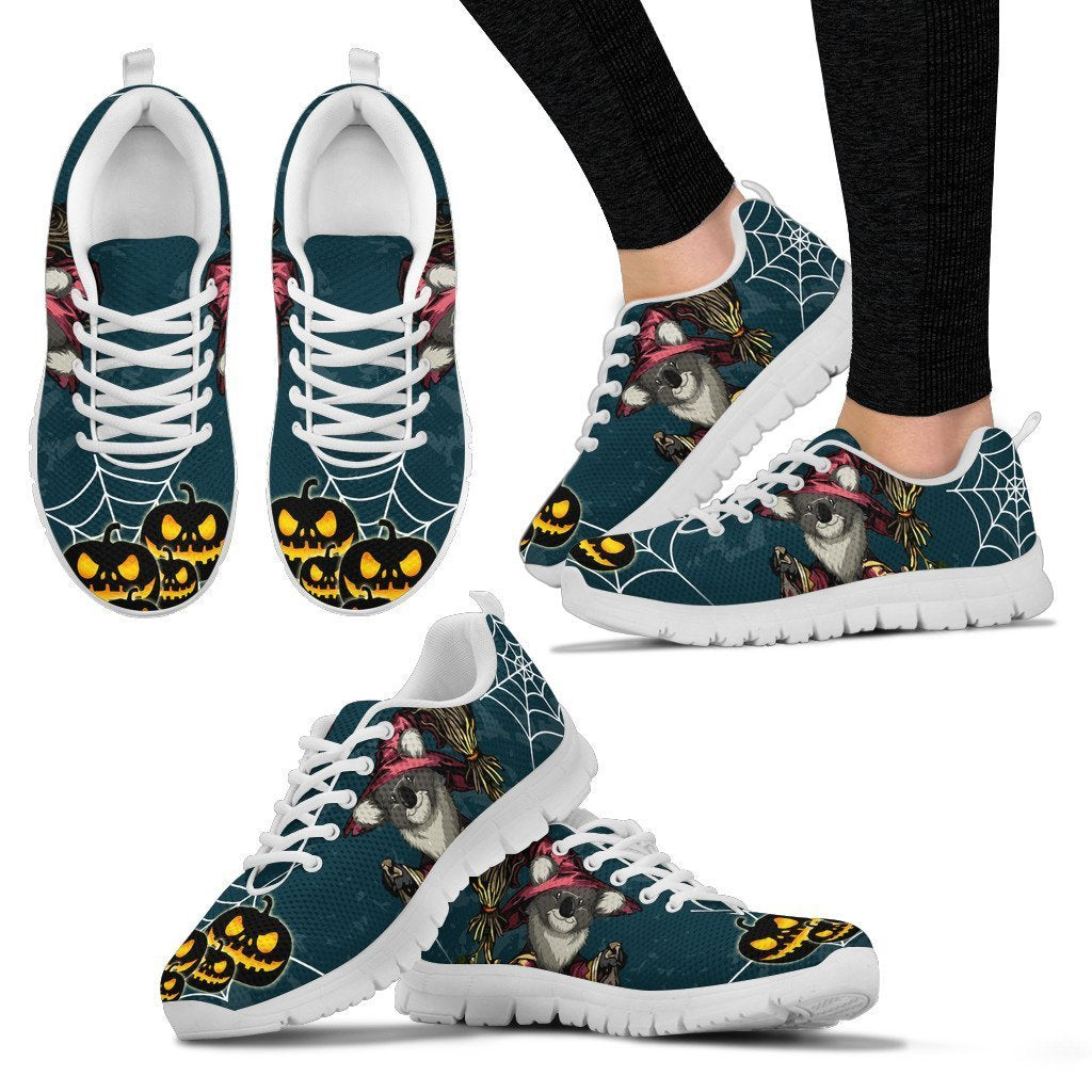 Australia shoes- Koala in halloween sneakers NN8-SNEAKERS-HP Arts-Women's Sneakers - White - Australia shoes- Koala in halloween women's sneakers white NN8-US5 (EU35)-Vibe Cosy™
