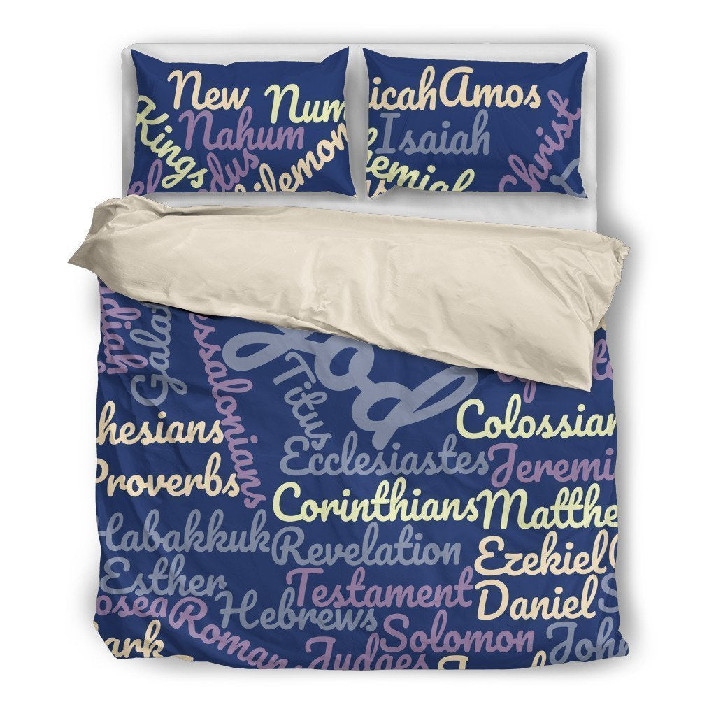 Blue Holy Bible Books Beige Bedding Set-6teenth World™-Bedding Set-Twin-Vibe Cosy™