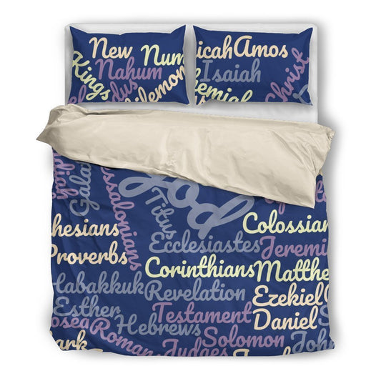 Blue Holy Bible Books Beige Bedding Set-6teenth World™-Bedding Set-Twin-Vibe Cosy™