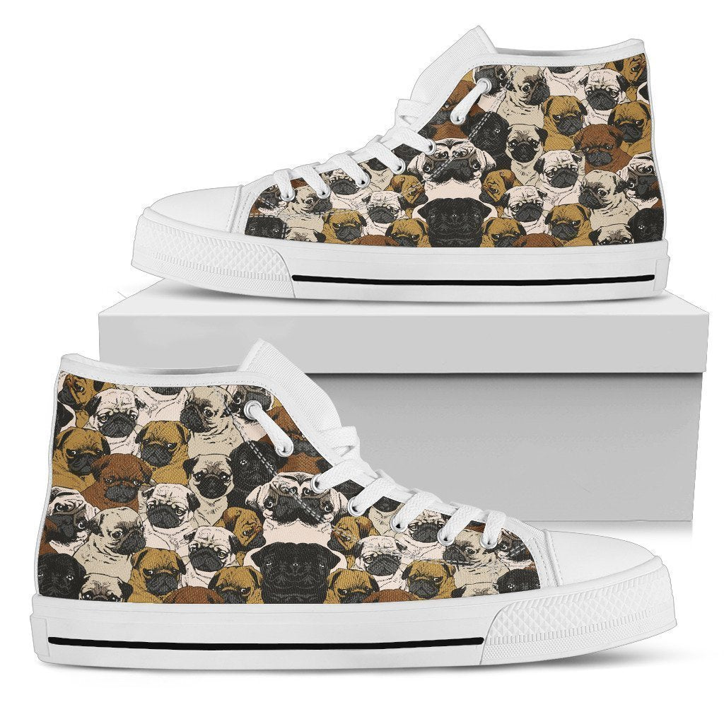 Pugs shoes-Shoes-6teenth Outlet-Womens High Top - White - Pugs-US5.5 (EU36)-Vibe Cosy™