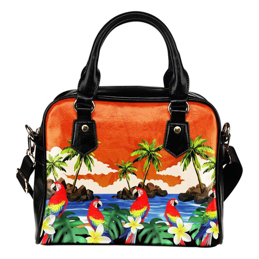 Plumeria Shoulder Handbag 03 - AH-SHOULDER HANDBAGS-Alohawaii-Shoulder Handbag-Black-PU leather-Vibe Cosy™