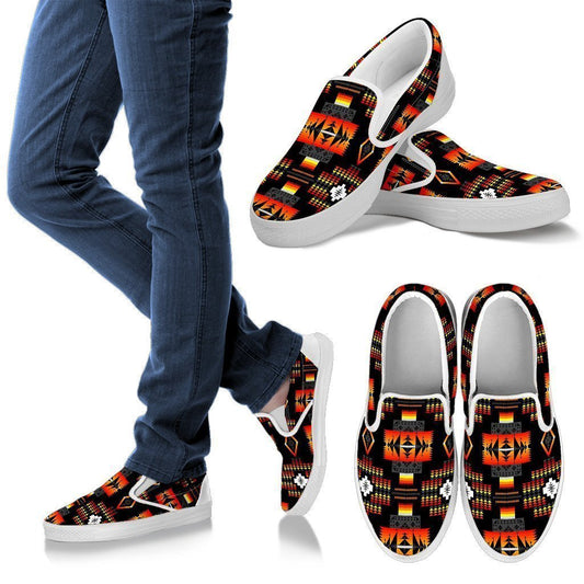Seven Tribes Black Men's Slip Ons-6teenth World™-Kid's Sneakers-US8 (EU40)-Vibe Cosy™