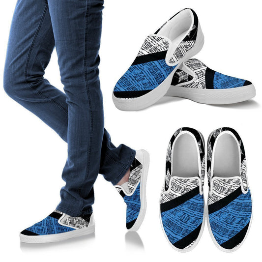 Blue Lives Matter Men's Slip Ons (White)-6teenth World™-Kid's Sneakers-US8 (EU40)-Vibe Cosy™