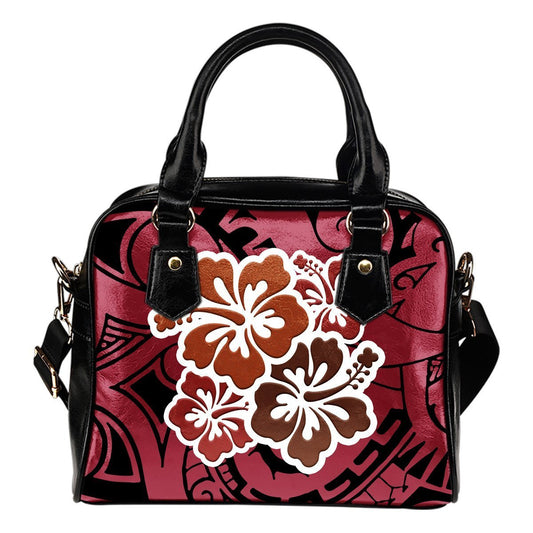 Hibiscus Polynesian Shoulder Handbag 01 - AH-SHOULDER HANDBAGS-Alohawaii-Shoulder Handbag-Black-PU leather-Vibe Cosy™