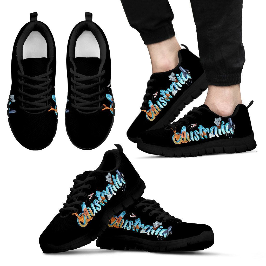 Australia Shoes With Symbol Sneakers Black/White NN8-SNEAKERS-HP Arts-Men's Sneakers - Black - 3-US5 (EU38)-Black-Vibe Cosy™