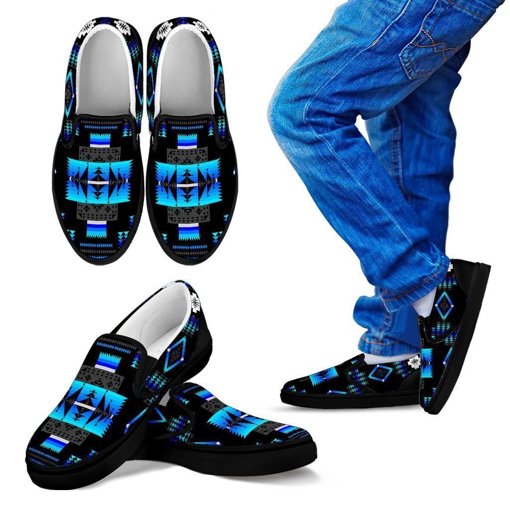 Seven Tribes Black and Blue Kid's Slip Ons-6teenth World™-Kid's Slip Ons-11 CHILD (EU28)-Vibe Cosy™