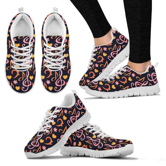 Pink & Orange Clefs Shoes. Womens Sneakers. White Sole-6teenth World™-Women's Sneakers-US5 (EU35)-Vibe Cosy™