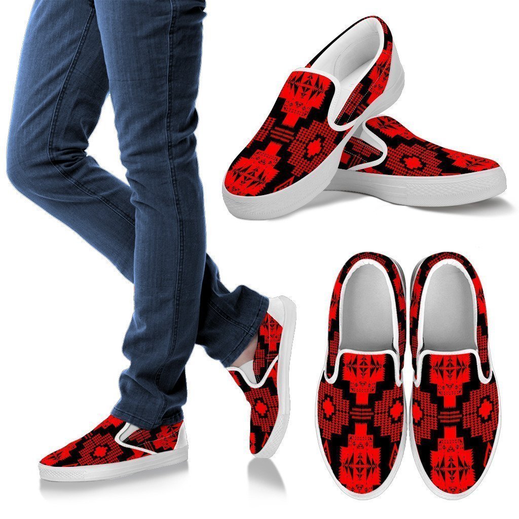 Seven Tribes Red with Black Men's Slip Ons-6teenth World™-Kid's Sneakers-US8 (EU40)-Vibe Cosy™