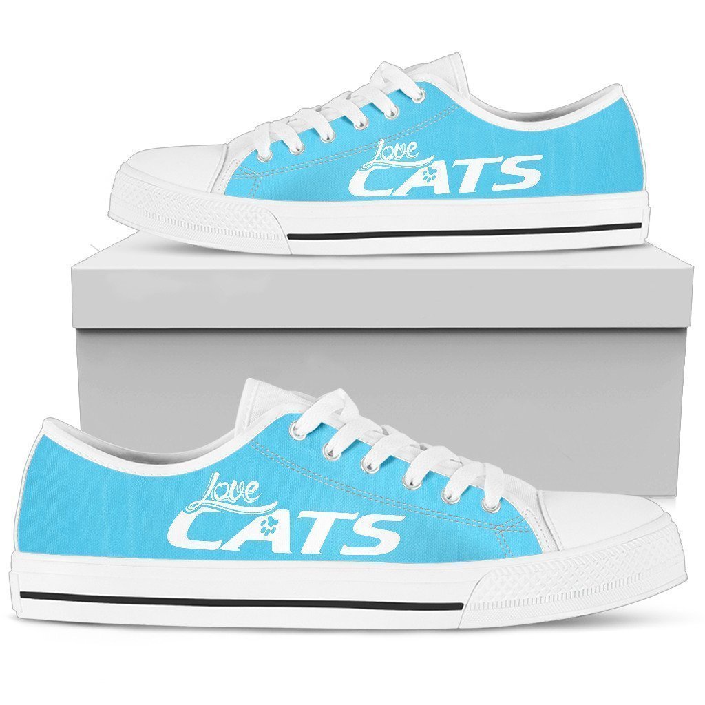 Love Cats Blue Women's Low Top Shoe-6teenth World™-Women's Low Top Shoe-US5.5 (EU36)-Vibe Cosy™