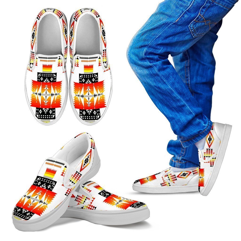 Seven Tribes White Sopo Kid's Slip Ons-6teenth World™-Kid's Slip Ons-11 CHILD (EU28)-Vibe Cosy™