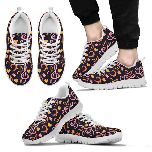 Pink & Orange Note & Clef Shoes. Mens Sneakers White Sole-6teenth World™-Men's Sneakers-US5 (EU38)-Vibe Cosy™