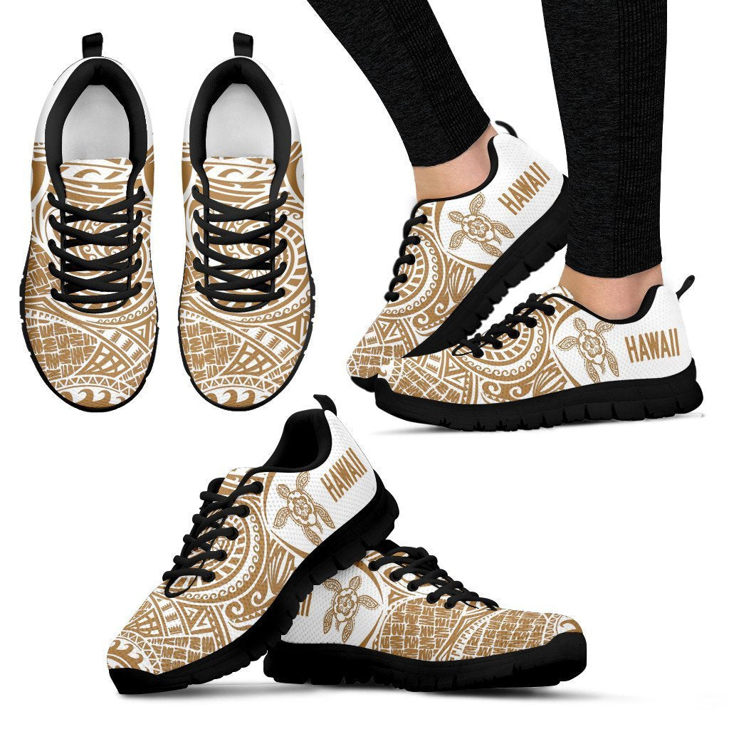 Hawaii Turtle Polynesian Sneakers - Circle Style - Golden 02 - AH J9-SNEAKERS-Alohawaii-Women's Sneakers - Black - 3-US5 (EU35)-Black-Vibe Cosy™