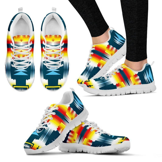 White Safe Fire and Turquoise Women's Sneakers-6teenth World™-Women's Sneakers-US5 (EU35)-Vibe Cosy™