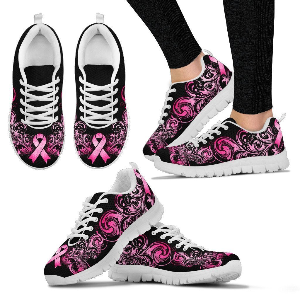 Breast Cancer Awareness Pink Ribbon. Women's Sneakers-6teenth World™-Women's Sneakers-US5 (EU35)-Vibe Cosy™