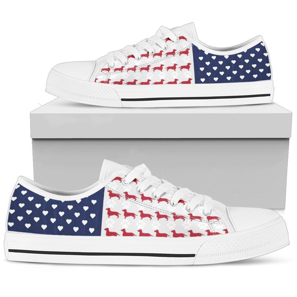 Dachshund US Flag Women's Low Top Shoe-6teenth World™-Women's Low Top Shoe-US5.5 (EU36)-Vibe Cosy™