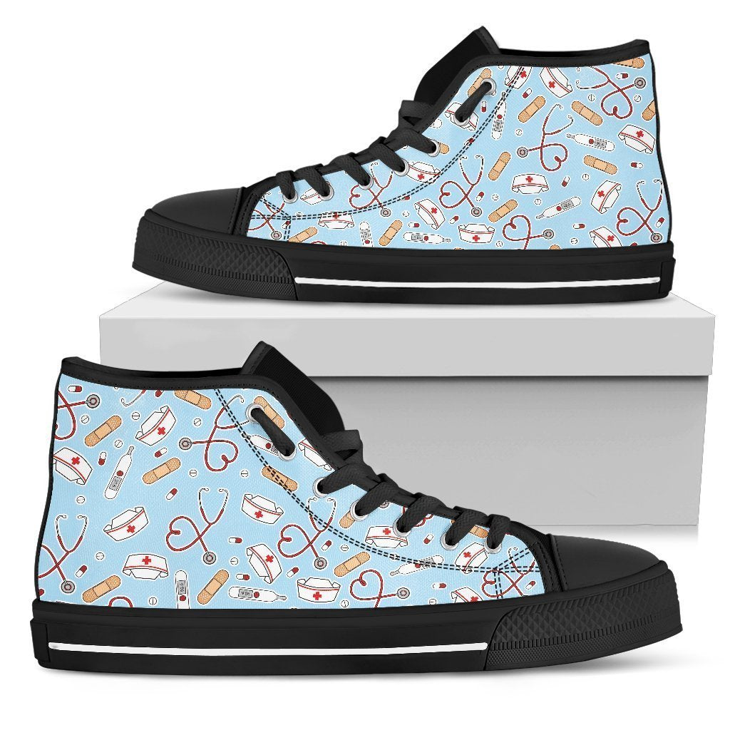 Nurse Pattern-Shoes-6teenth Outlet-Womens High Top - Black - Nurse Pattern-US5.5 (EU36)-Vibe Cosy™