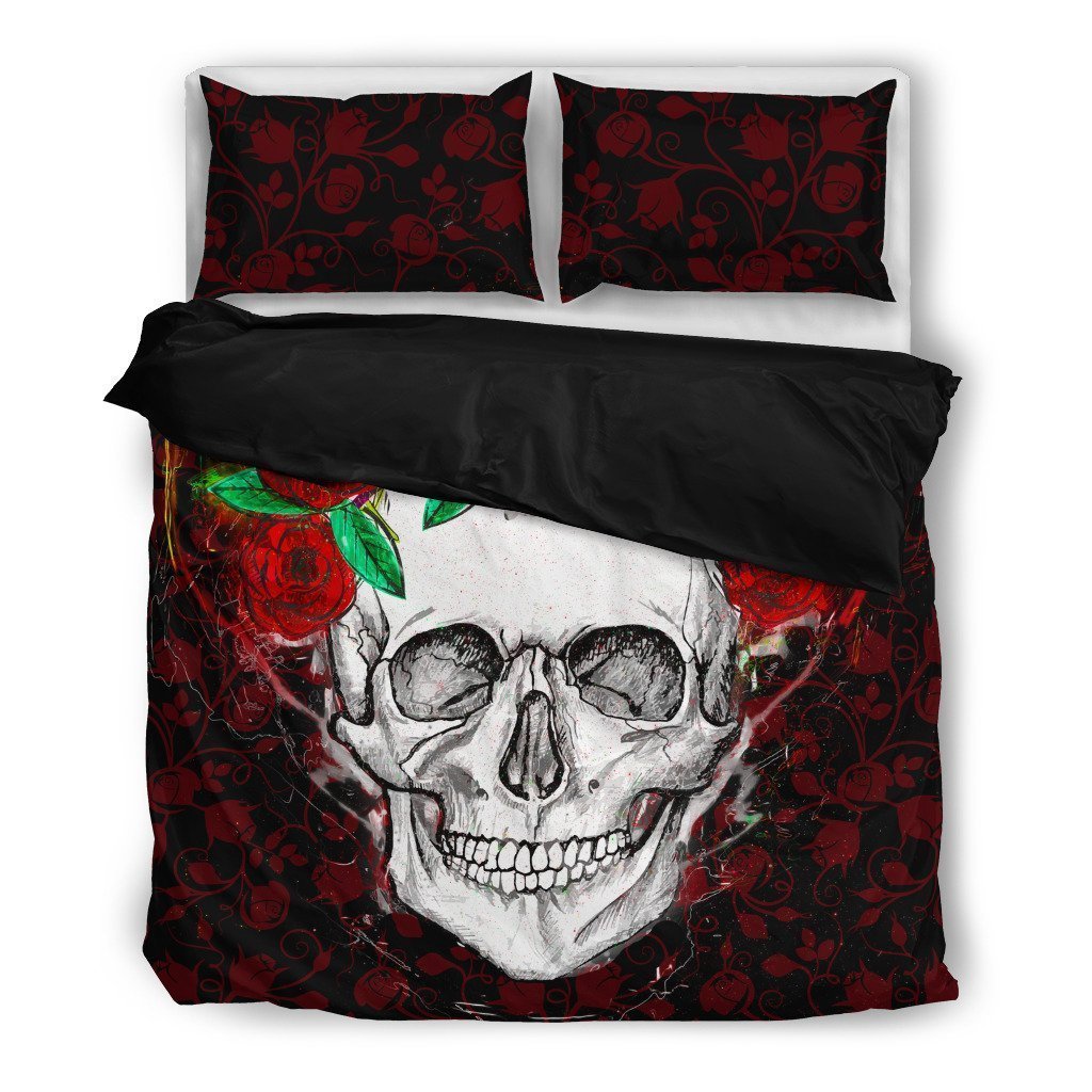 Flower Skull-6teenth World™-Bedding Set-Twin-Vibe Cosy™