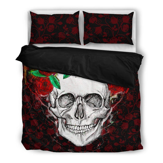 Flower Skull-6teenth World™-Bedding Set-Twin-Vibe Cosy™
