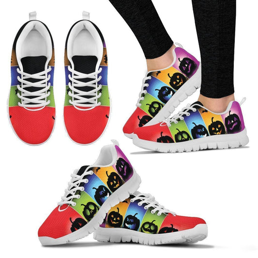Halloween Pumpkin Sneakers - White-6teenth World™-Women's Sneakers-US5 (EU35)-Vibe Cosy™