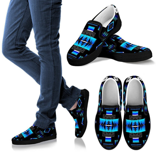 Seven Tribes Black and Blue Men's Slip Ons-6teenth World™-Kid's Sneakers-US8 (EU40)-Vibe Cosy™