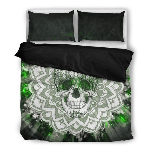 Green Skull-6teenth World™-Bedding Set-Twin-Vibe Cosy™