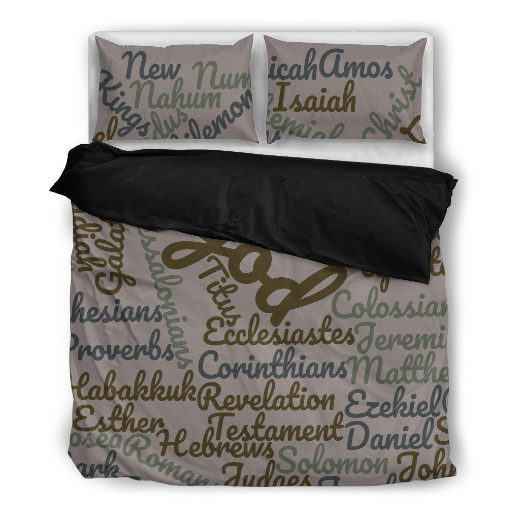 Grey Holy Bible Books Black Bedding Set-6teenth World™-Bedding Set-Twin-Vibe Cosy™