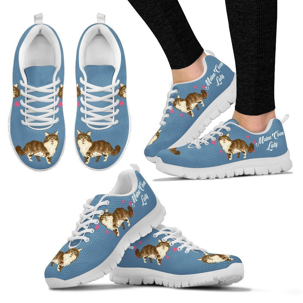 Maine Coon Cat white Women's-6teenth World™-Women's Sneakers-US5 (EU35)-Vibe Cosy™