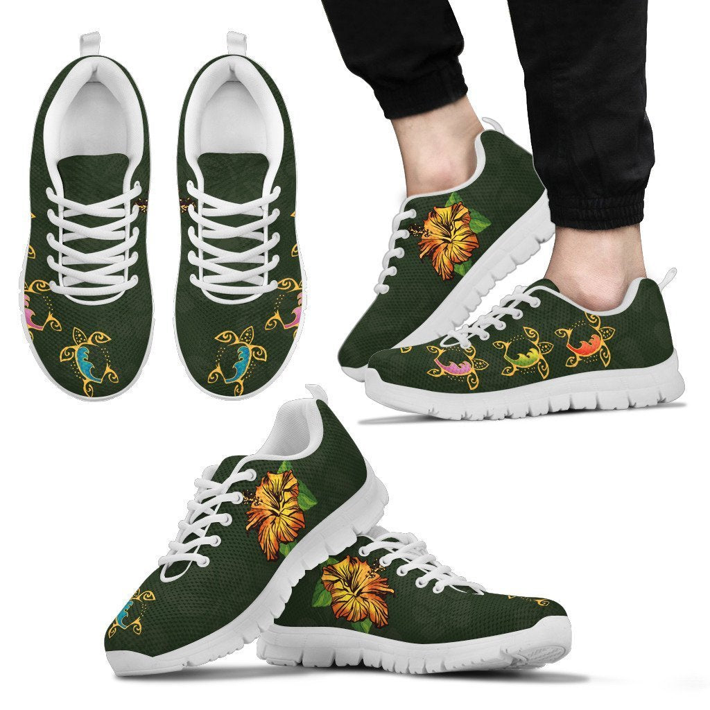 Hibiscus And Turtle Sneakers - AH-SNEAKERS-Alohawaii-Men's Sneakers-US5 (EU38)-White-Vibe Cosy™