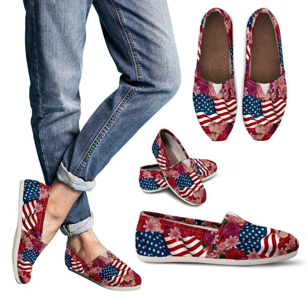 Florist & USA Flag Women's Casual Shoes-6teenth World™-Women's Casual Shoes-US6 (EU36)-Vibe Cosy™