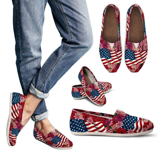 Florist & USA Flag Women's Casual Shoes-6teenth World™-Women's Casual Shoes-US6 (EU36)-Vibe Cosy™