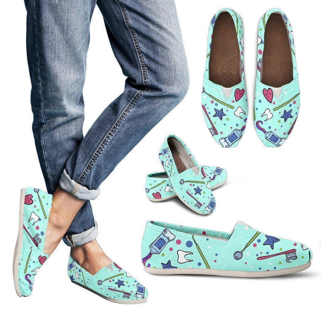 Mint Stars Hearts Dental Women's Casual Shoes-6teenth World™-Women's Casual Shoes-US6 (EU36)-Vibe Cosy™