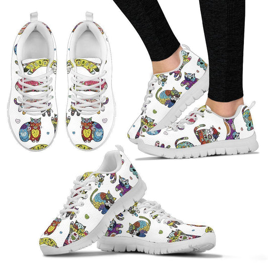 Abstract Cats Women's Sneakers-6teenth World™-Women's Sneakers-US5 (EU35)-Vibe Cosy™