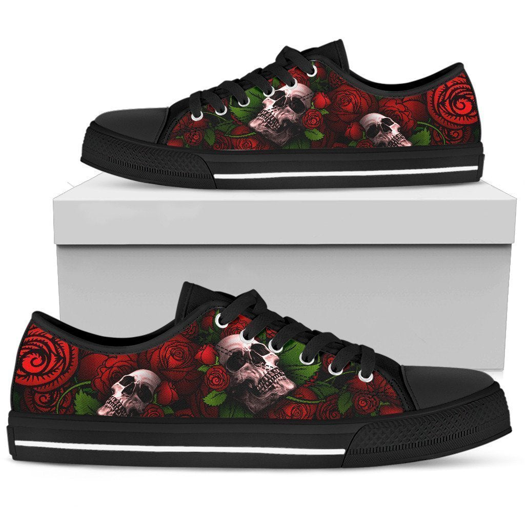 Women's Low Top Skull Shoe Red-6teenth World™-Women's Low Top Shoe-US5.5 (EU36)-Vibe Cosy™