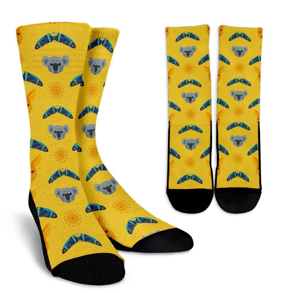 AUSTRALIA CUTE THINGS SOCKS - BN04-SOCKS-HP Arts-Crew Socks - White - AUSTRALIA AUSTRALIA CUTE THINGS CREW SOCKS-Small/Medium-Vibe Cosy™