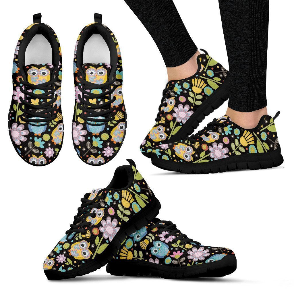 Flowers and Owls Women's Sneakers-6teenth World™-Women's Sneakers-US5 (EU35)-Vibe Cosy™