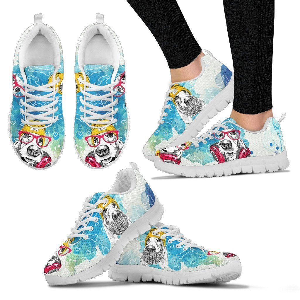 Basset Hound Women's Sneakers-6teenth World™-Women's Sneakers-US5 (EU35)-Vibe Cosy™