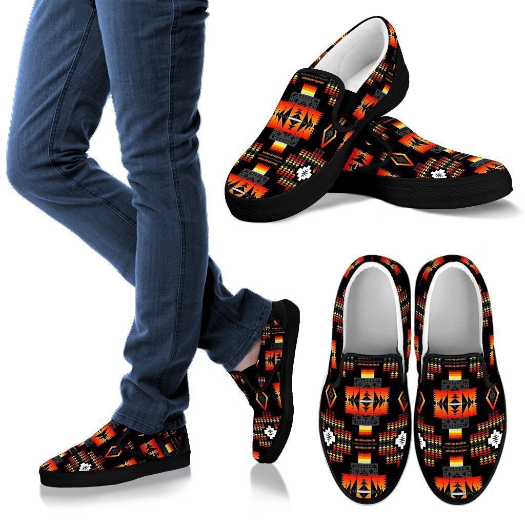 Seven Tribes Black Men's Slip Ons-6teenth World™-Kid's Sneakers-US8 (EU40)-Vibe Cosy™