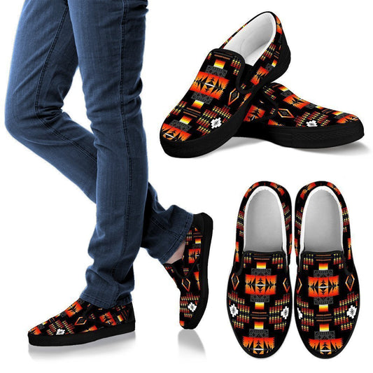 Seven Tribes Black Men's Slip Ons-6teenth World™-Kid's Sneakers-US8 (EU40)-Vibe Cosy™