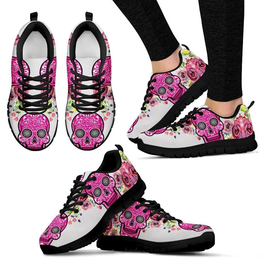 Floral Skull Women's Sneakers-6teenth World™-Women's Sneakers-US5 (EU35)-Vibe Cosy™