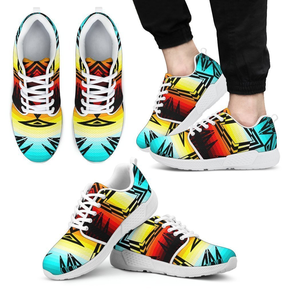 Fire and Turquoise with Black New Sopo Men's Athletic Sneakers White Sole-6teenth World™-Men's Athletic Sneakers-US5 (EU38)-Vibe Cosy™