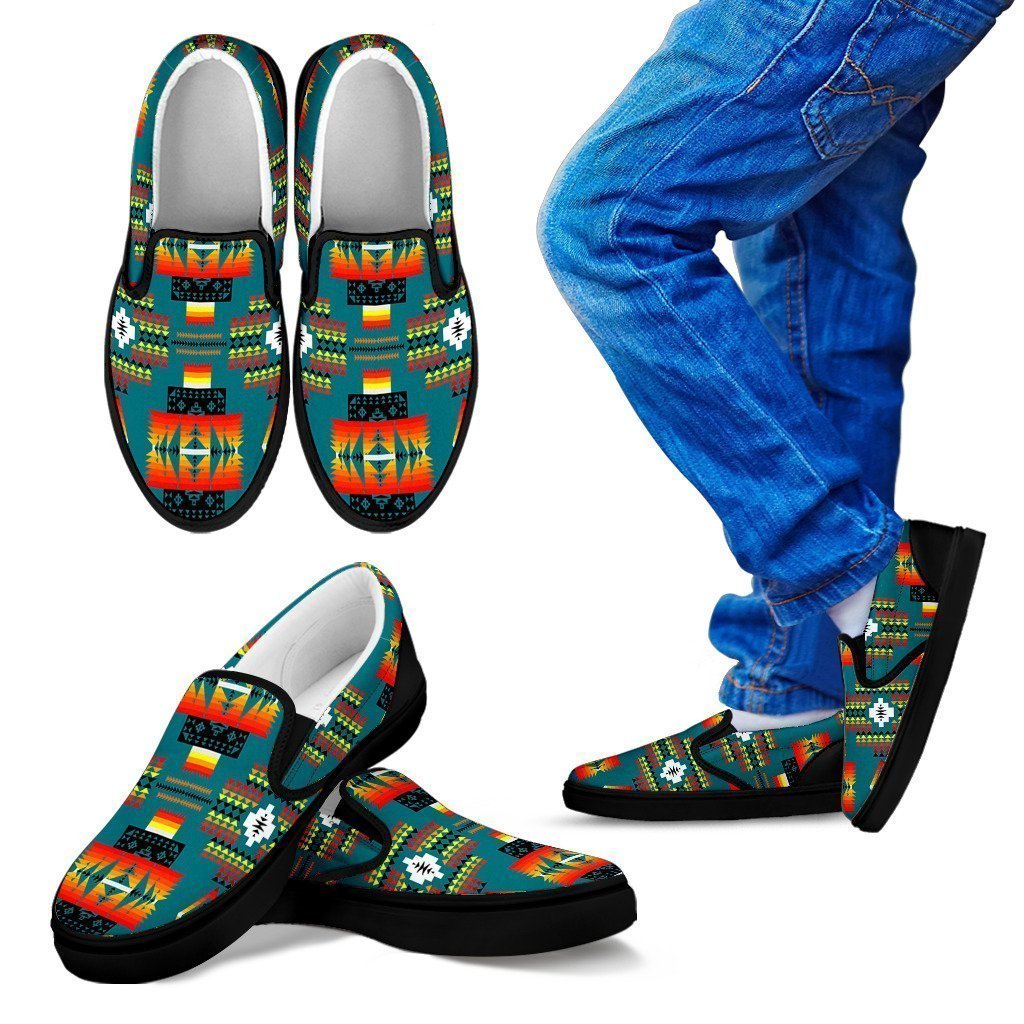 Seven Tribes Teal Sopo Kid's Slip Ons-6teenth World™-Kid's Slip Ons-11 CHILD (EU28)-Vibe Cosy™