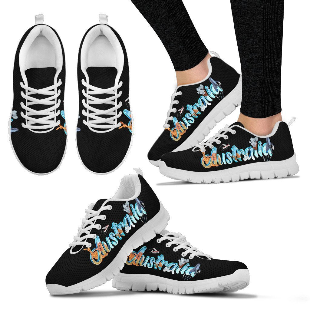 Australia Shoes With Symbol Sneakers Black/White NN8-SNEAKERS-HP Arts-Women's Sneakers - White - 2-US5 (EU35)-White-Vibe Cosy™